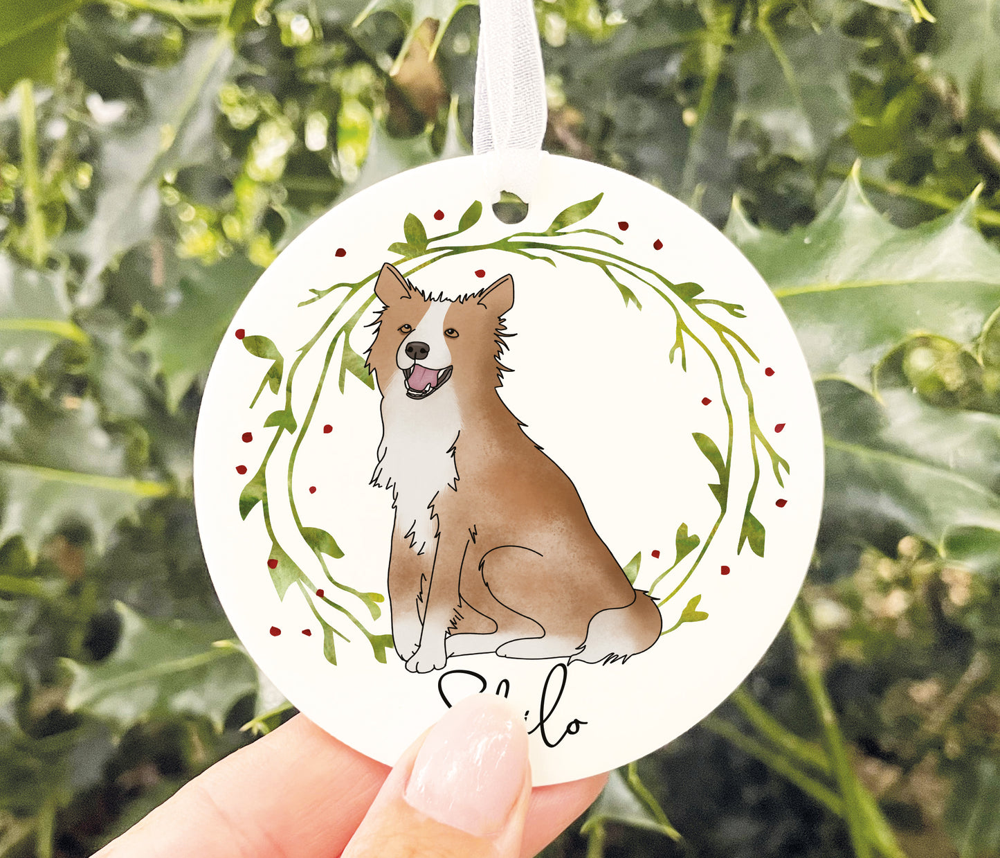 Brown Border Collie Bauble