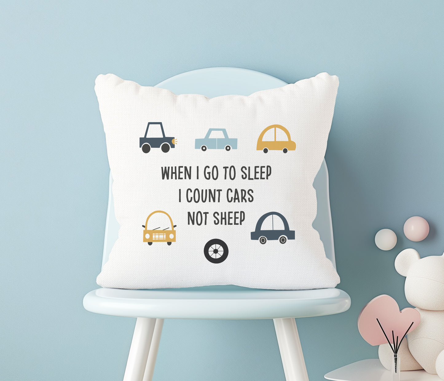 Count Cars Not Sheep Cushion