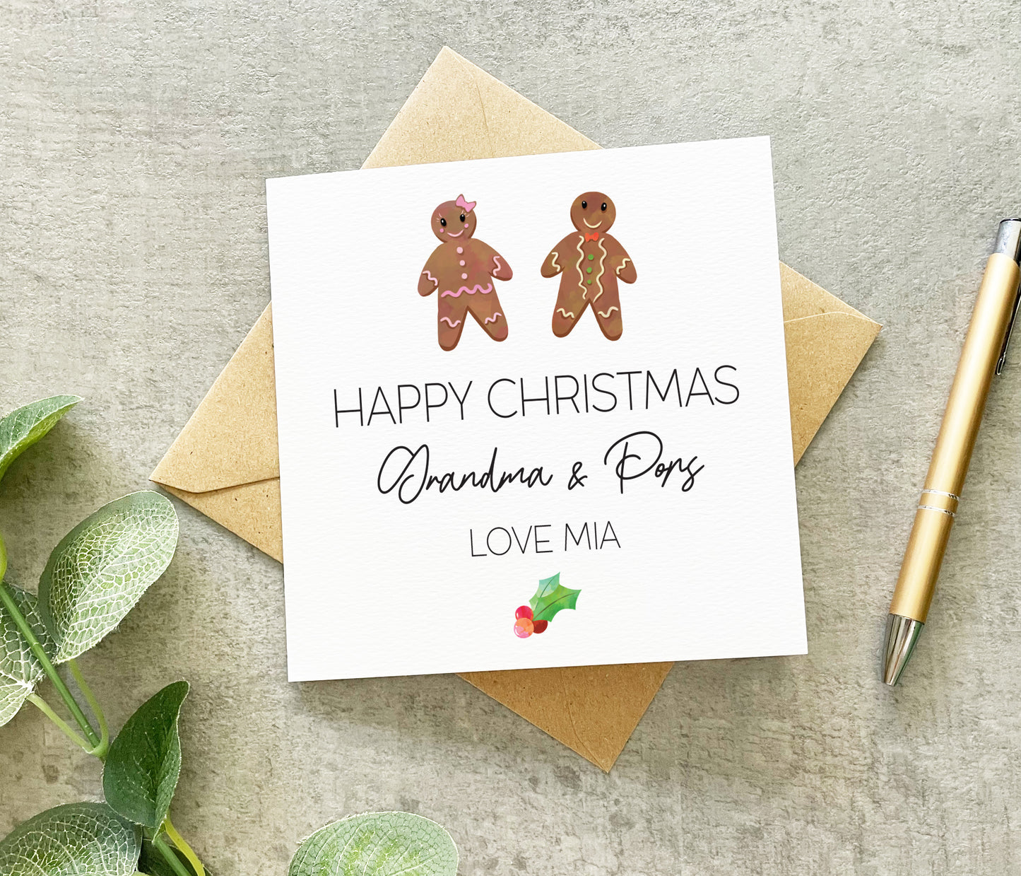 Gingerbread Nanny & Grandad Christmas Card