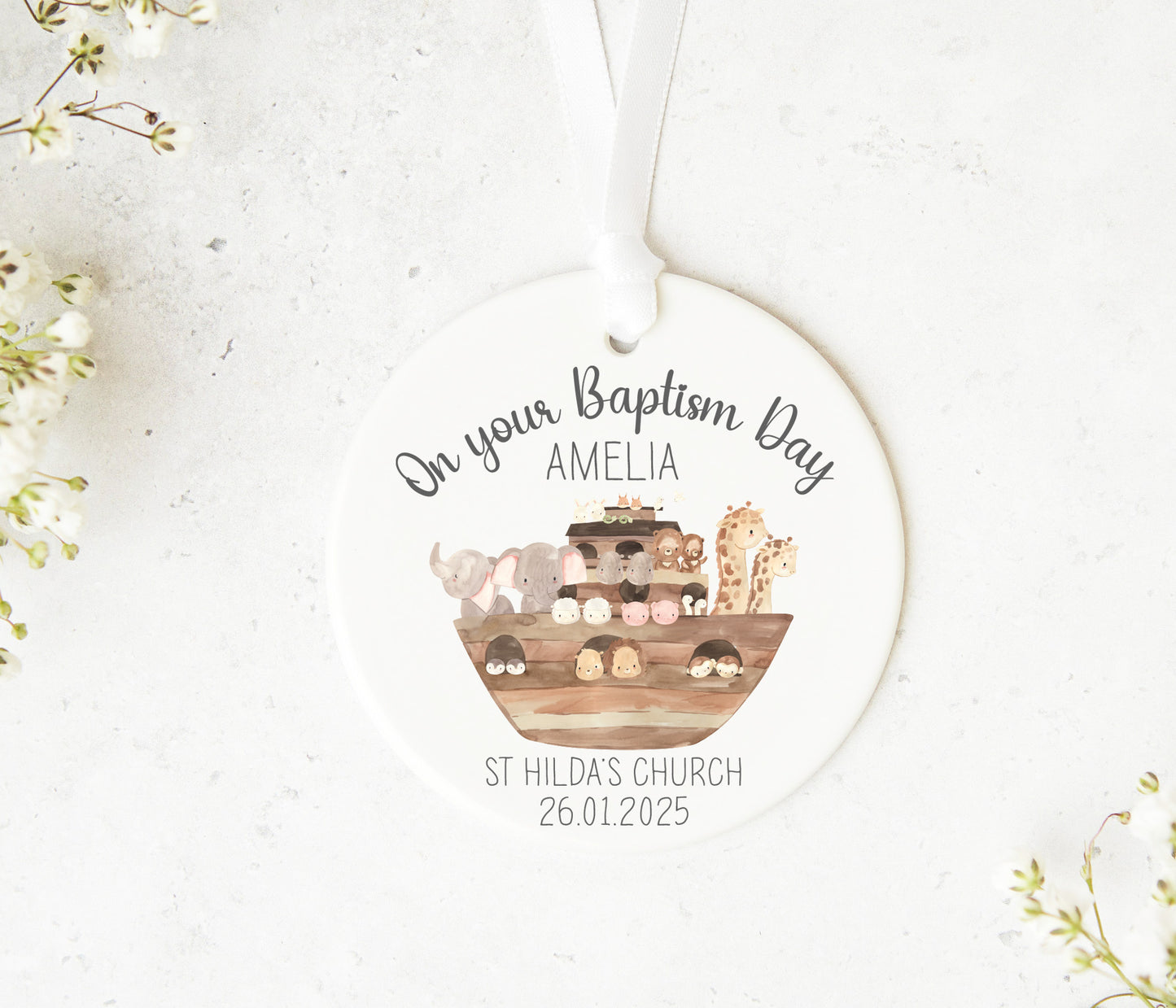 Noah's Ark Christening Ornament