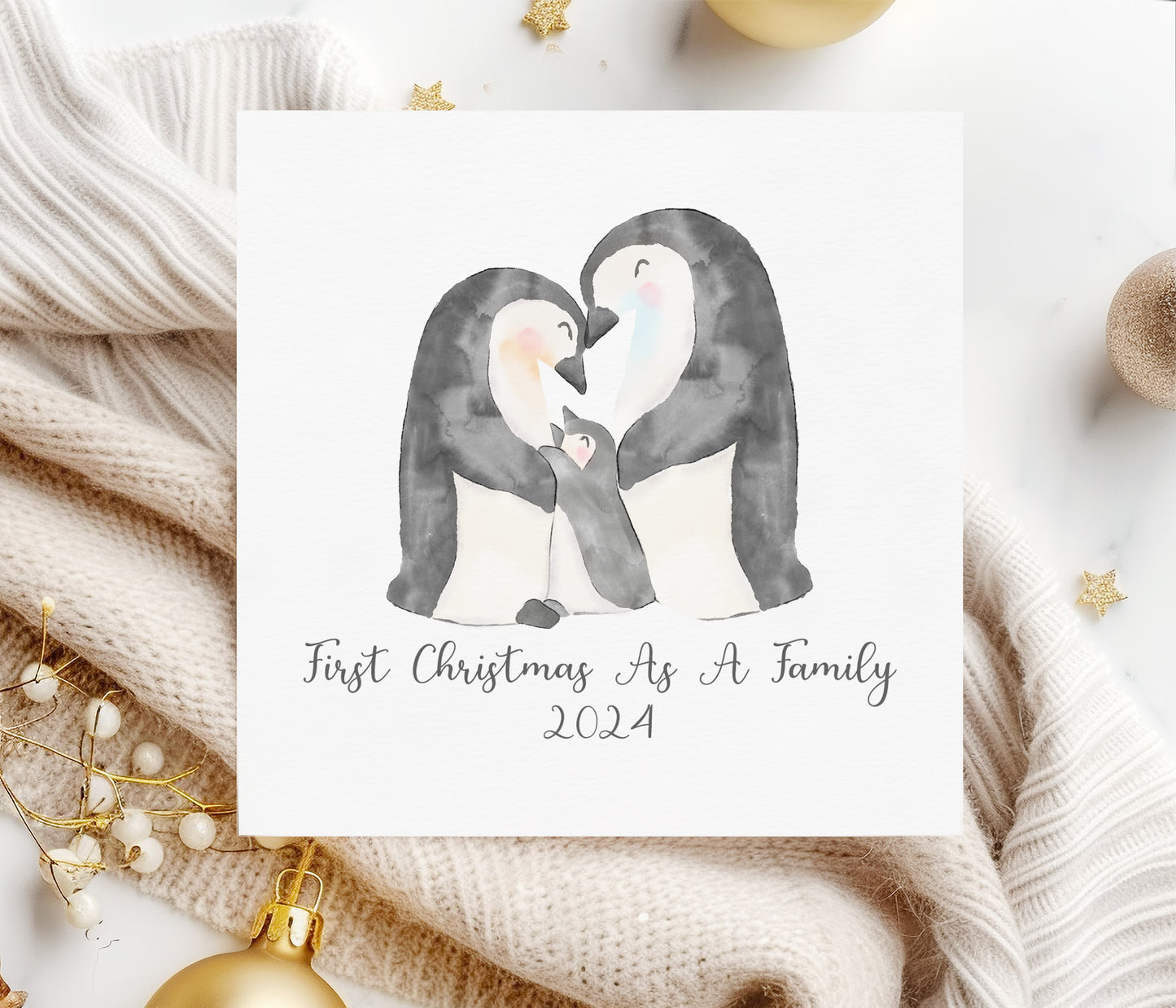 First Christmas As A Family Penguins Card