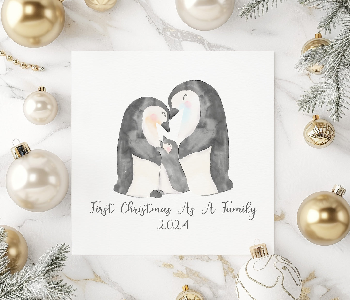 First Christmas As A Family Penguins Card