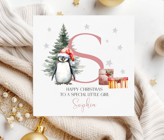 Penguin Little Girl Card