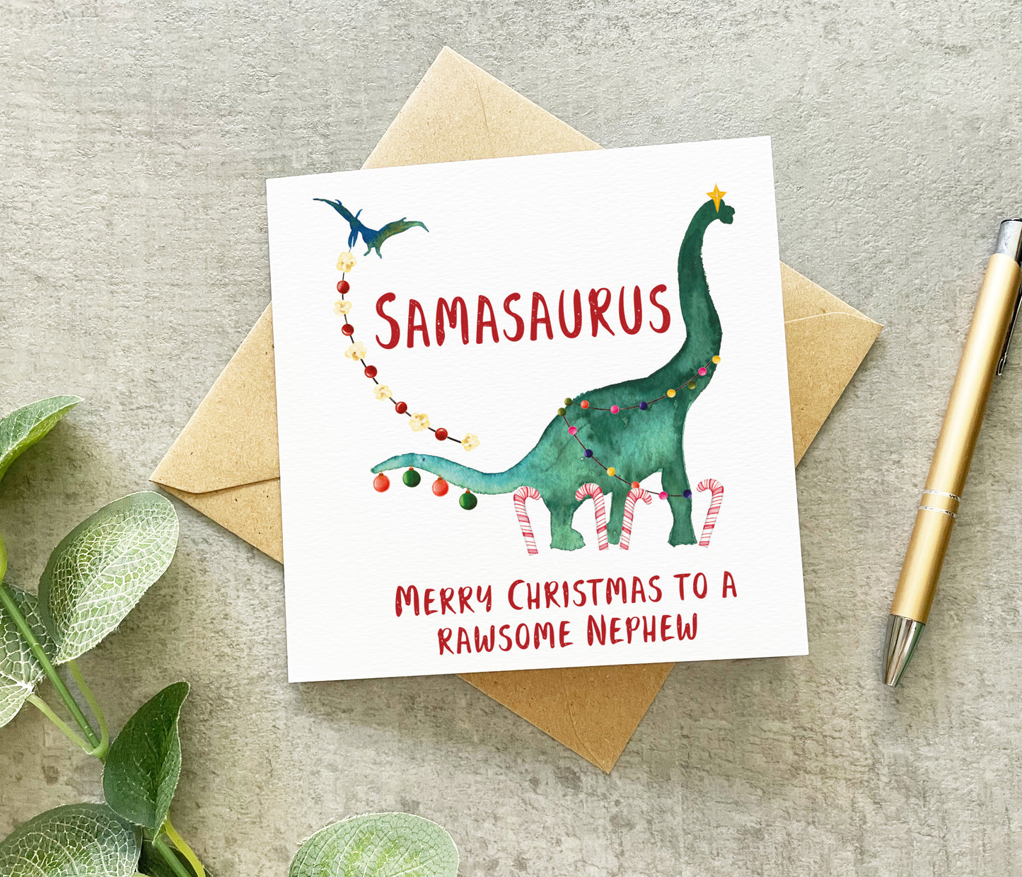 Nephew Dinosaur Christmas Card