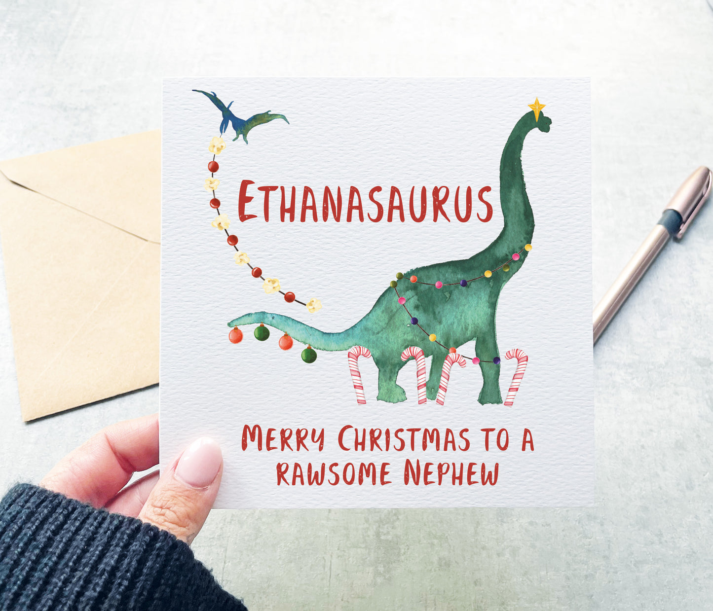 Nephew Dinosaur Christmas Card