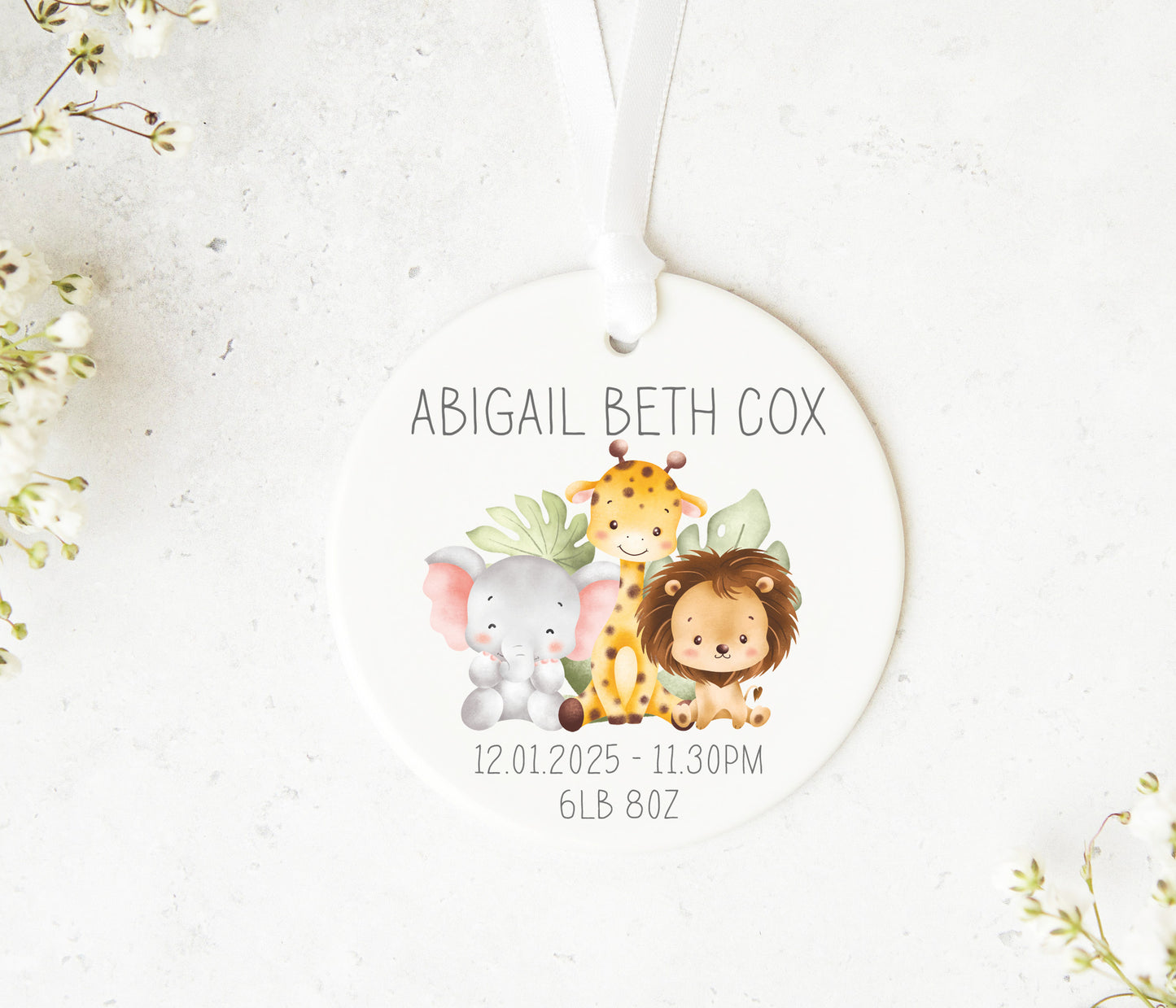 Safari Animals New Baby Ornament