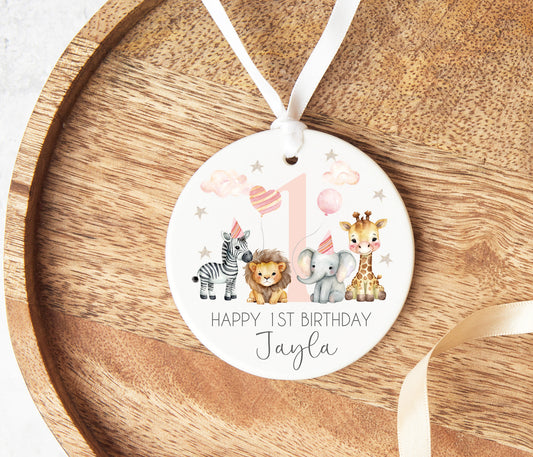 Girls Safari Animals Birthday Keepsake