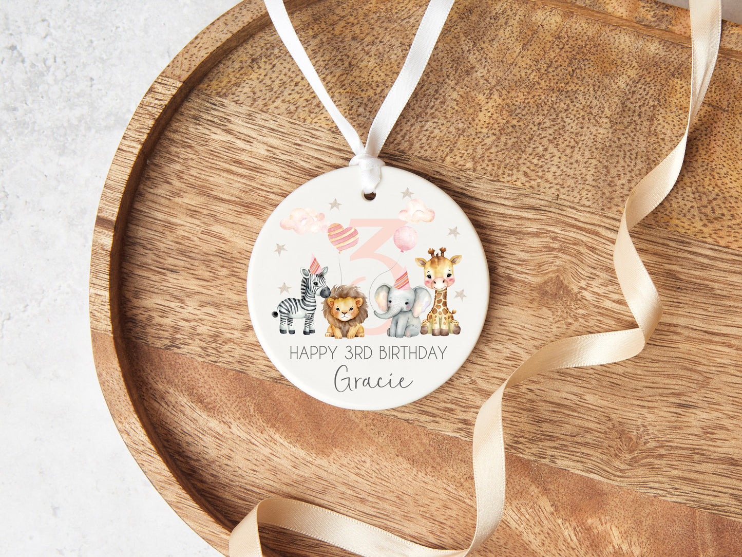 Girls Safari Animals Birthday Keepsake