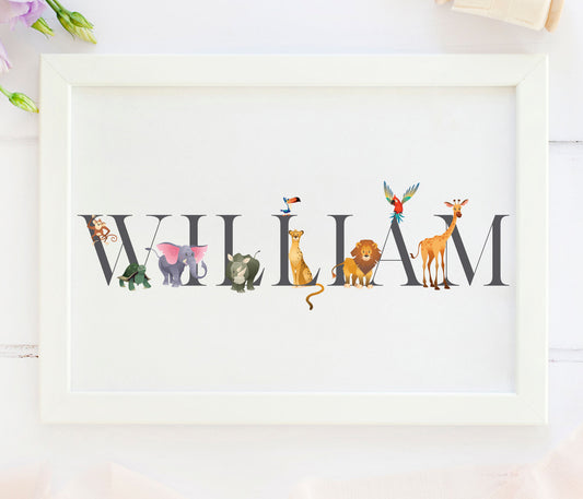 Safari Animals Nursery Print