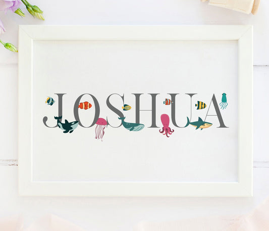 Ocean Animals Name Print