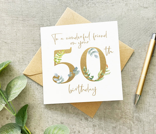 Wonderful Friend 50th Card