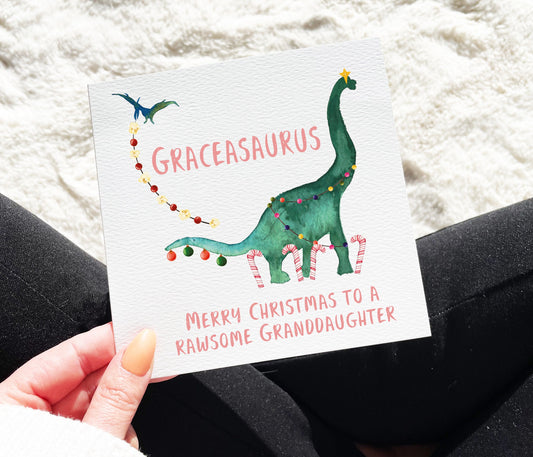 Granddaughter Dinosaur Christmas Card