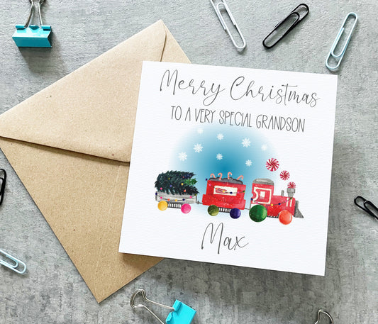 Grandson Train Christmas Card