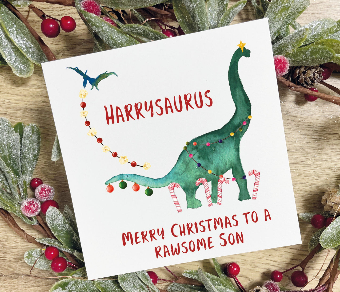 Son Dinosaur Christmas Card