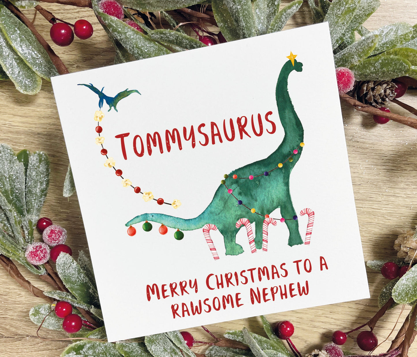 Nephew Dinosaur Christmas Card