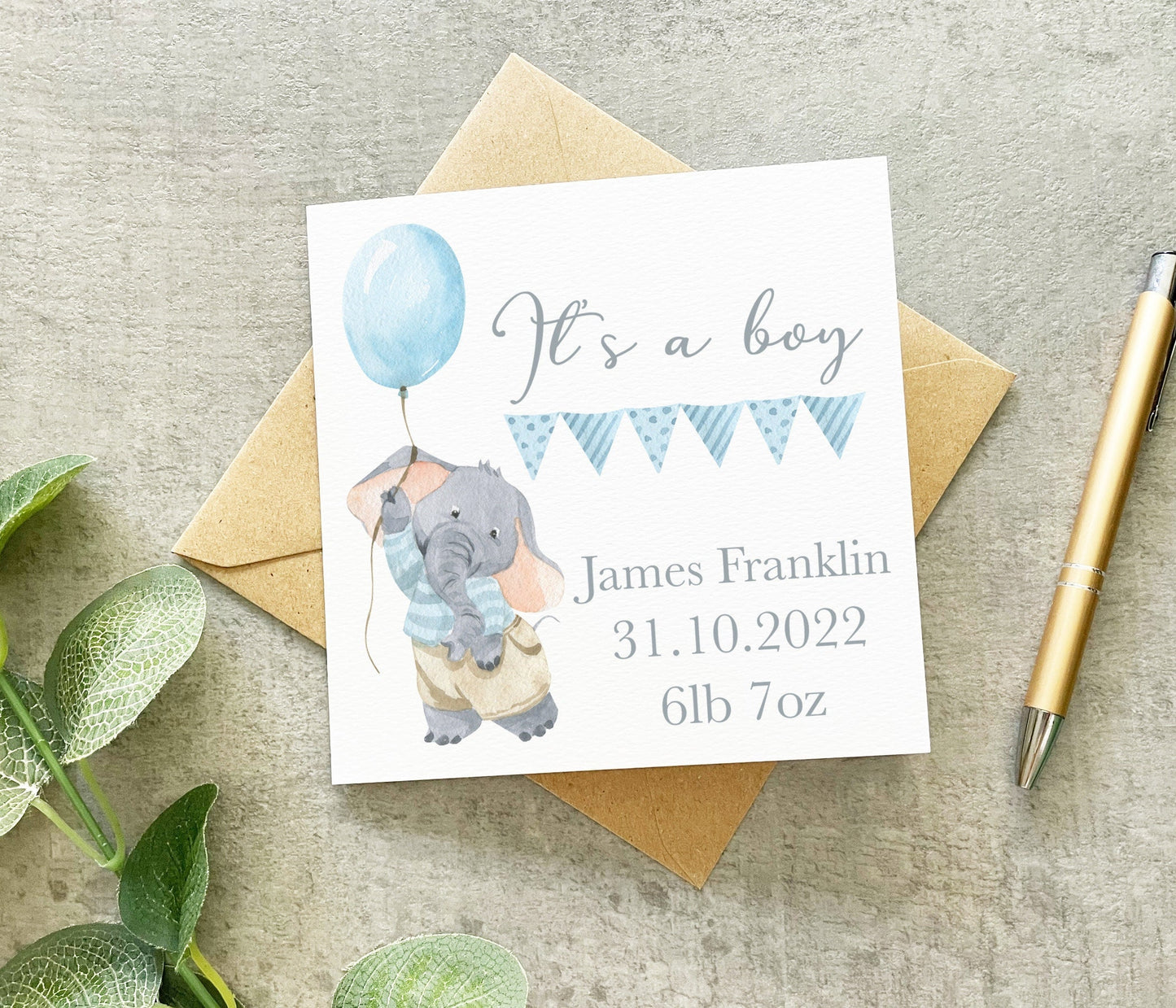 Elephant It's A Boy Card