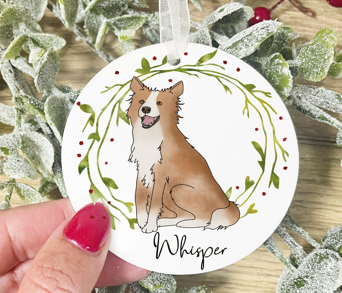 Brown Border Collie Bauble