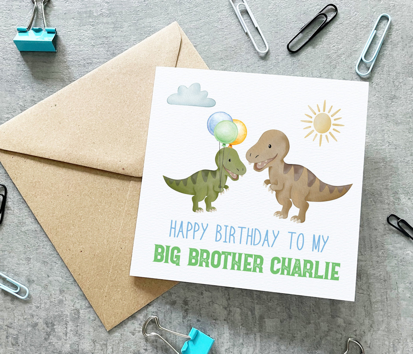 Big Brother Birthday Dinosaur Card