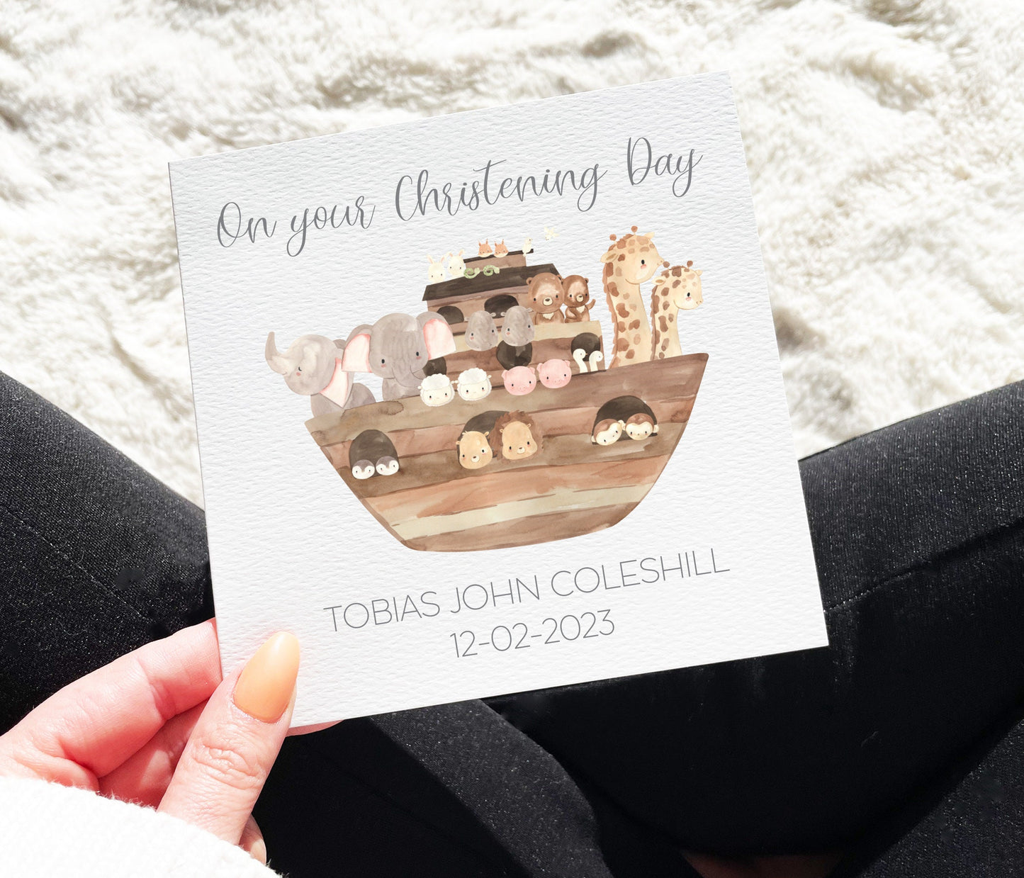 Noah's Ark Christening Card