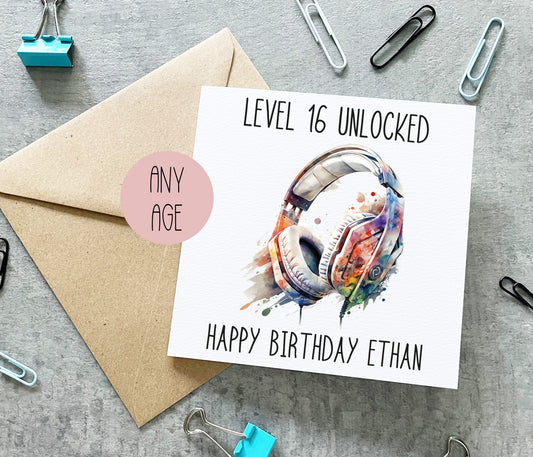 Gaming Headphones Birthday Card