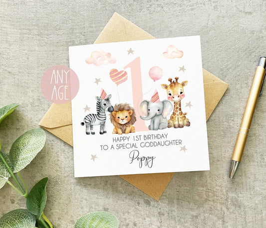 Goddaughter Safari Animals Card