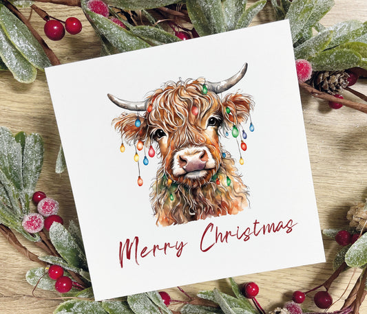 Highland Cow Christmas Card