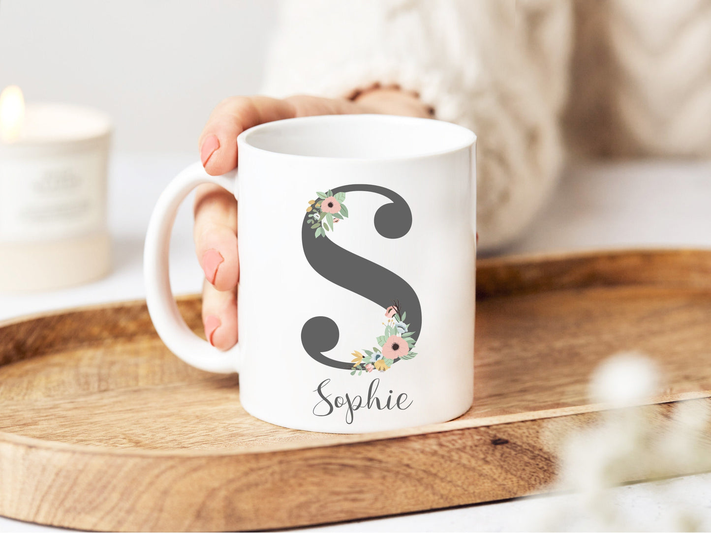 Floral Initial Mug