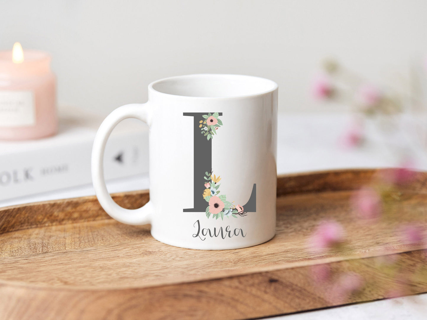 Floral Initial Mug