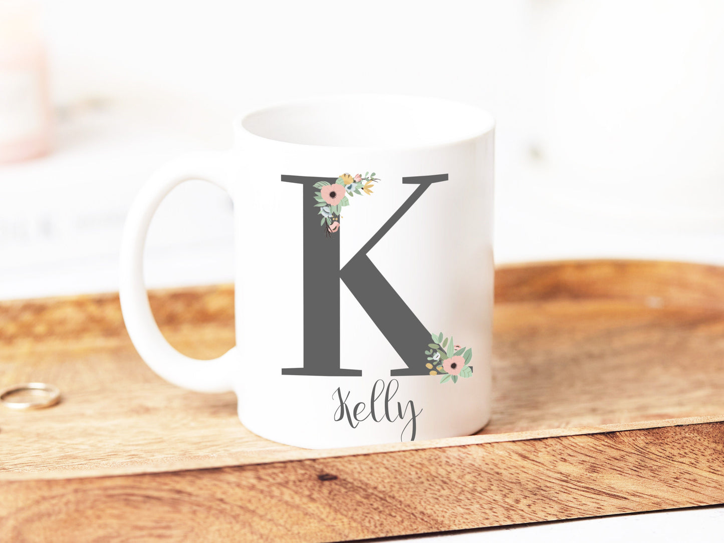 Floral Initial Mug