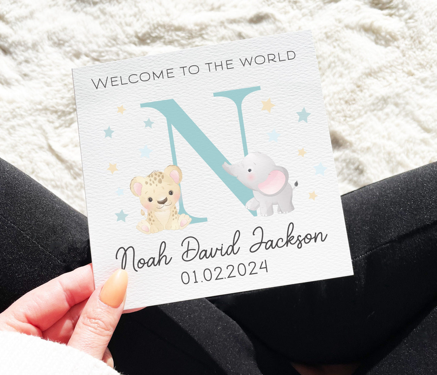 New Baby Animal Initial Card