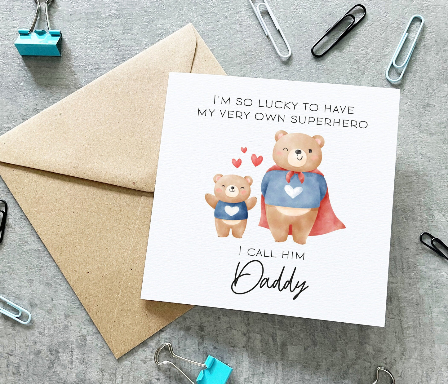 Daddy Bear Superhero Card