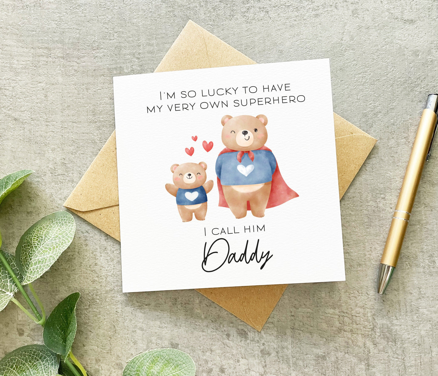 Daddy Bear Superhero Card